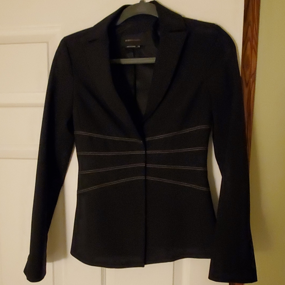 BCBG Black Blazer with Tan stitching detail